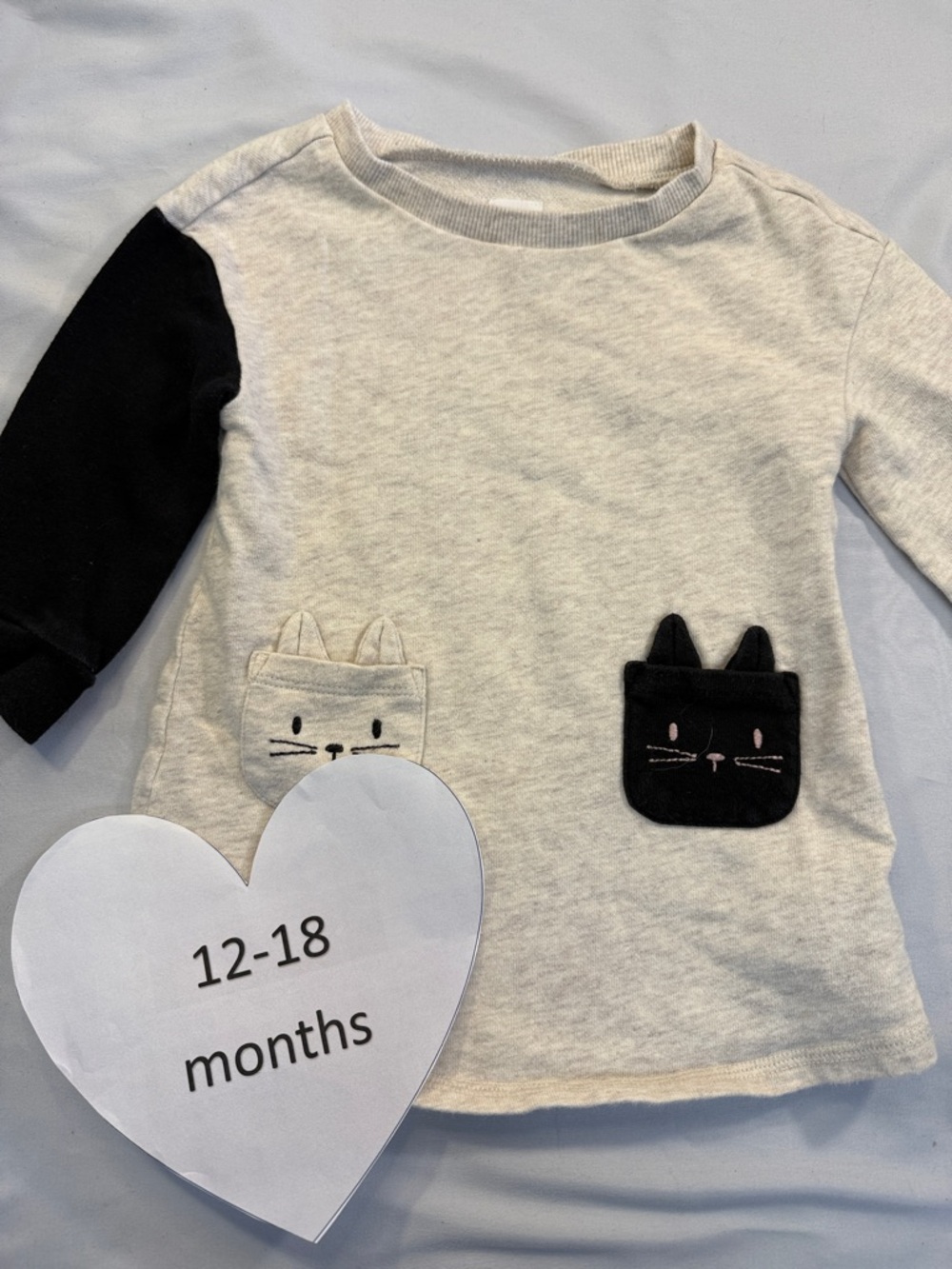 GAP - Gray and Black Kids Shirt/Dress with Cat Pockets